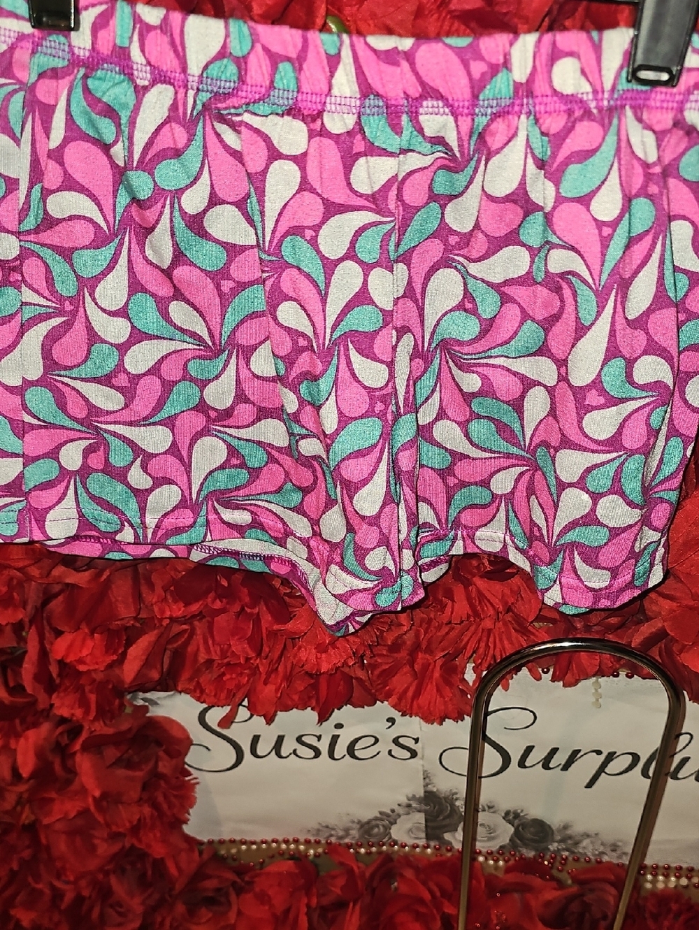 Xhilaration Girls Pink Teal Print Pajama Shorts Size 7/8